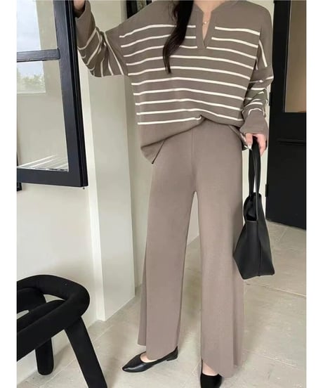 striped knit set-up / 4color　hm2516