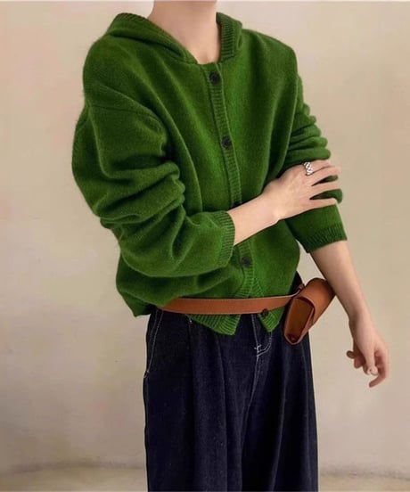 hooded knit cardigan / 5color　hm2680