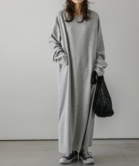 relaxed Waffle dress  / 4color　hm2626