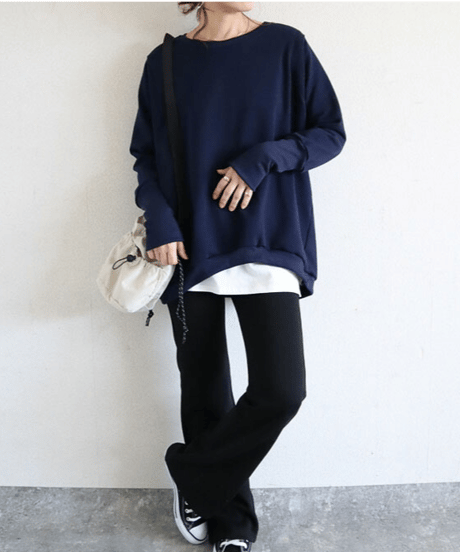 long ribbed sweatshirt  / 19color　hm2641