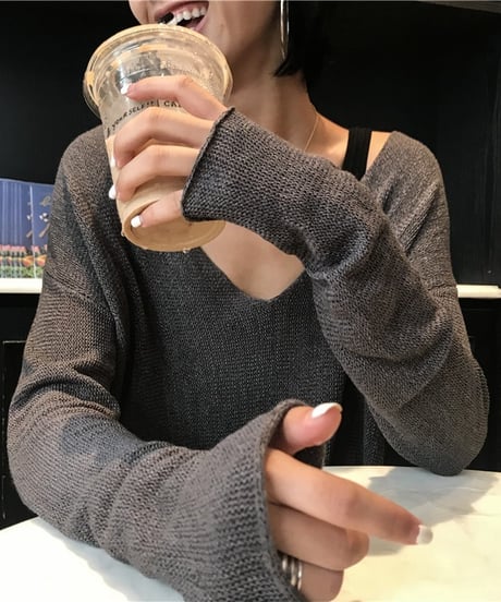 large v-neck sweater / 2color　hm1023