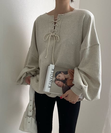 lace-up pullover / 2color　hm1683