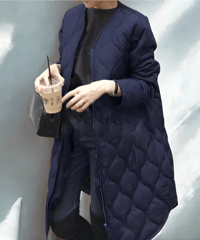 quilted hooded long coat / 3color　hm2690