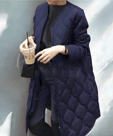 quilted hooded long coat / 3color　hm2690