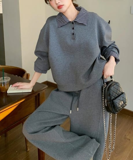 stripe point sweat set-up　hm2500