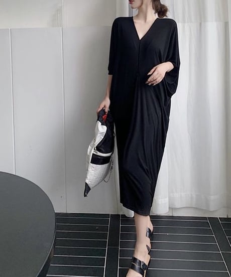 v-neck dolman sleeve dress / 2color　hm1953