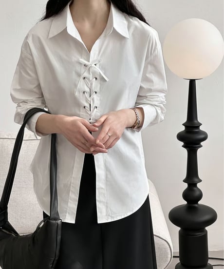 lace-up front shirt　hm2064