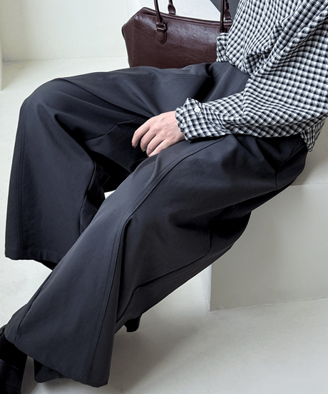 wide silhouette tuck pants / 4color　hm2765
