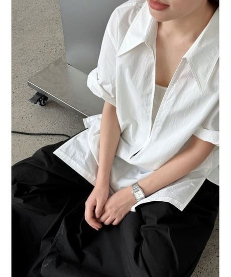 relax open collar shirt / 2color　hm2300