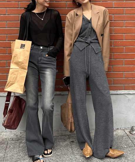 cardigan & pants setup / 2color　hm1353
