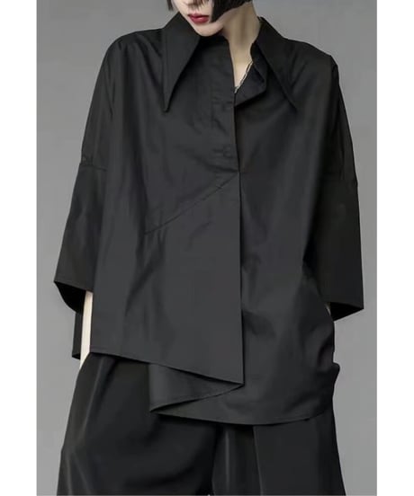 asymmetric casual shirt / 2color　hm2504