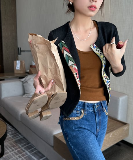 ethnic stitch cardigan / 2color　hm1414