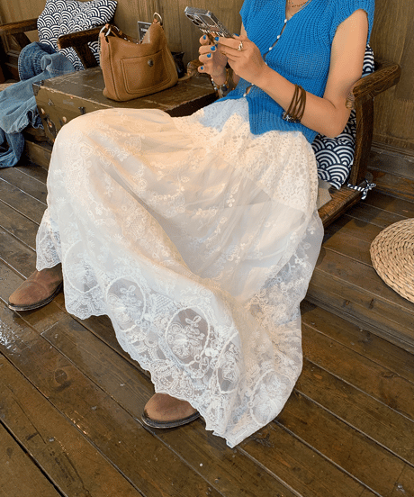 flower lace skirt / 2color　hm1501