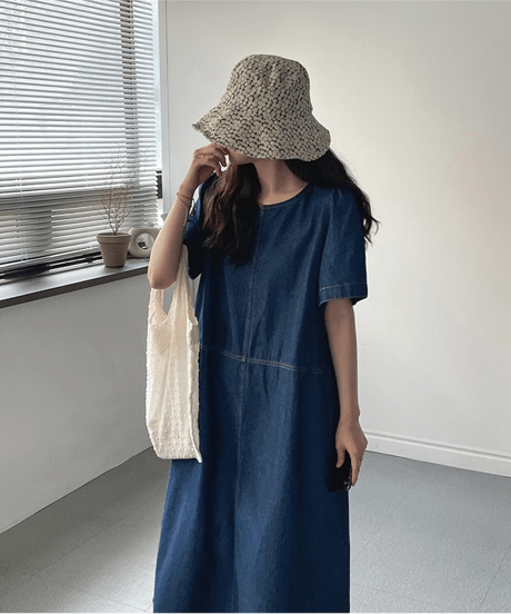 denim midi dress / 2color　hm2860