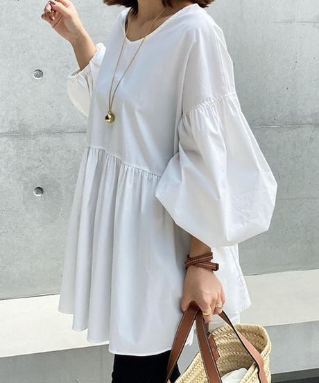gather flare blouse / 2color　hm2579
