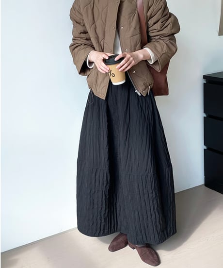 wrinkled tiered skirt / 4color　hm2716