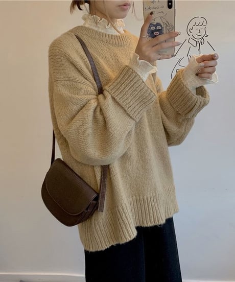 shirring high-neck blouse / 5color　hm2614