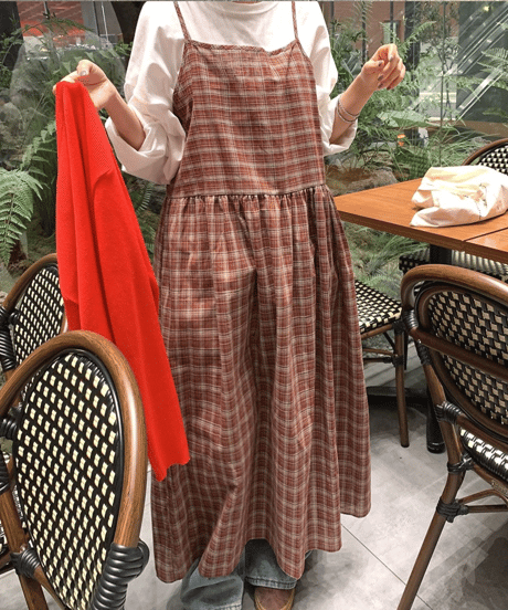 plaid jumper dress / 2color　hm2978