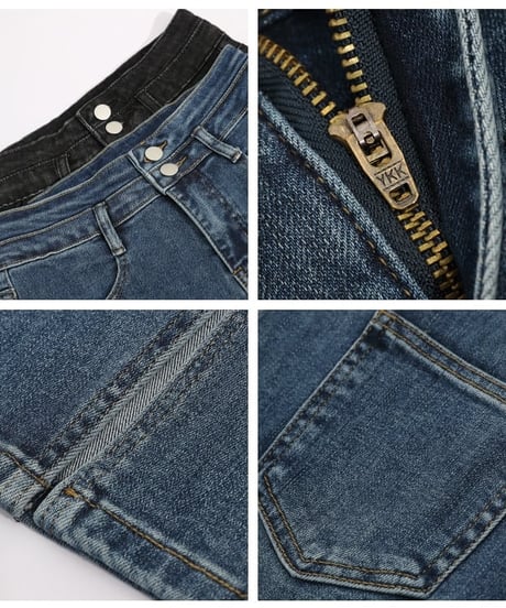 front slit denim flare pants　hm2035