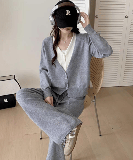 layered knit setup / 2color　hm1873