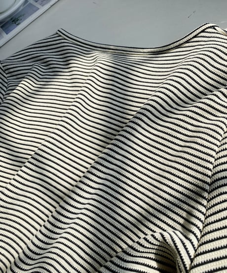 henley neck border top　hm1739