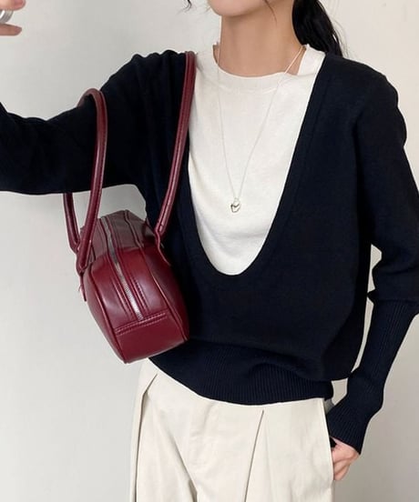 layered design knit top / 3color　hm1868