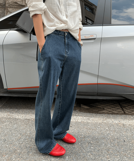 straight denim pants / 2color　hm1172