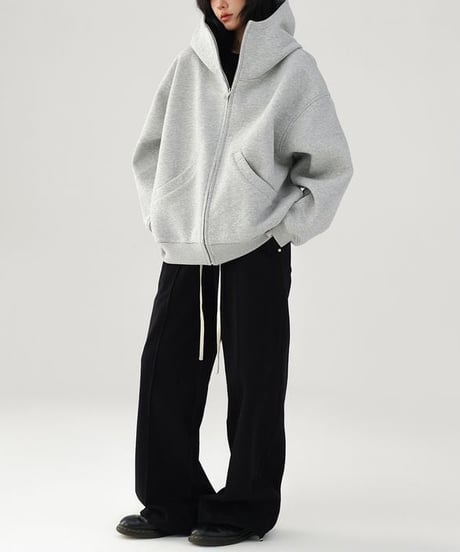 high neck zip hoodie / 2color　hm2745