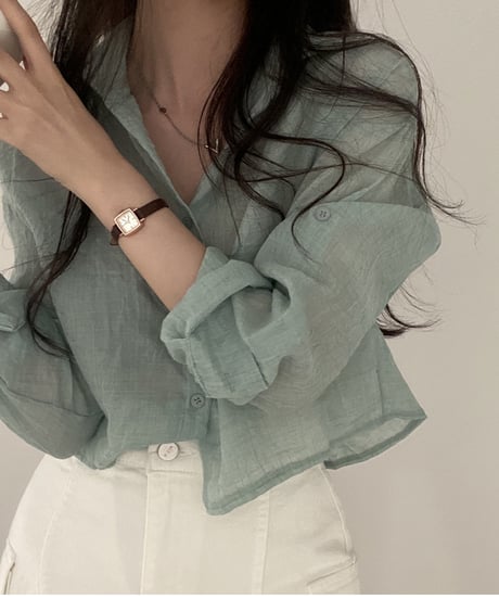 sheer short shirt / 4color　hm2918
