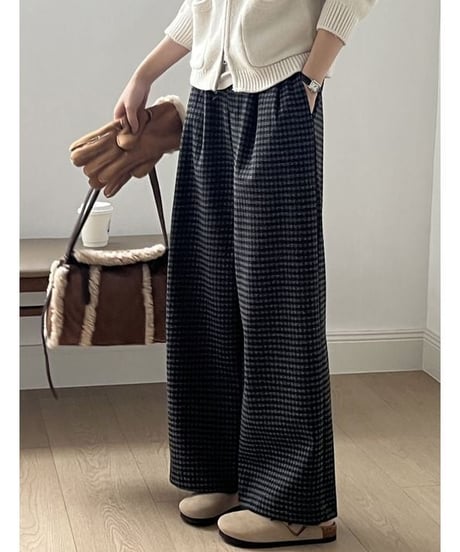 check wide pants / 2color　hm1782
