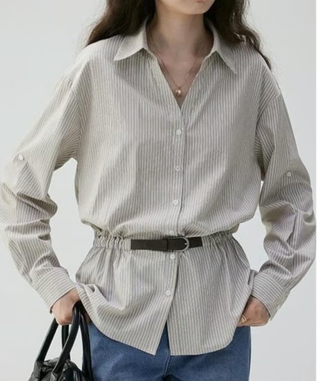 v-neck striped loose shirt　hm2499