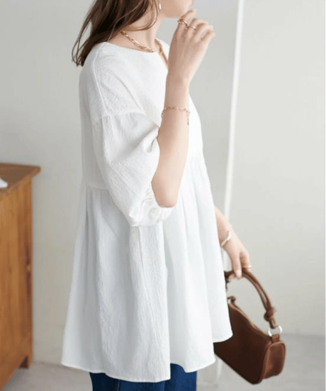 gathered v-neck blouse / 4color　hm2894