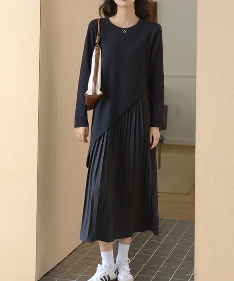 pleated docking dress / 2color　hm1674