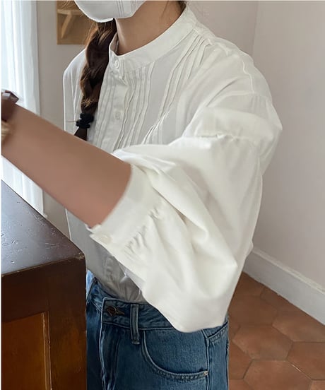 no-collar pintuck blouse / 2color　hm2838
