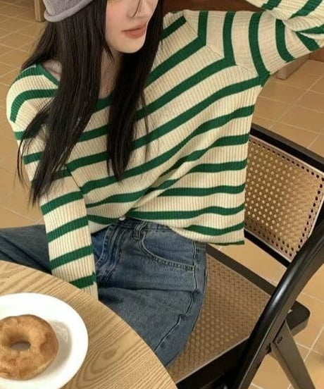 border knit top / 3color　hm2518
