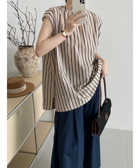 french sleeve stripe blouse / 2color　hm1536