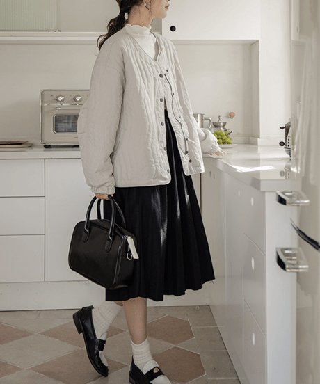 quilted v-neck jacket　hm2707