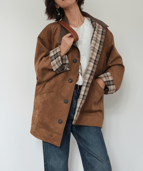 reversible plaid coat　hm2747
