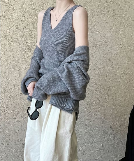design knit top set / 2color　hm1824