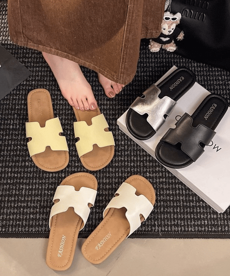 leather slipper sandals / 4color　hm2471