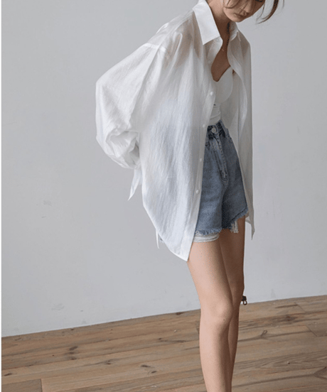 ribbon sheer shirt / 2color　hm2878