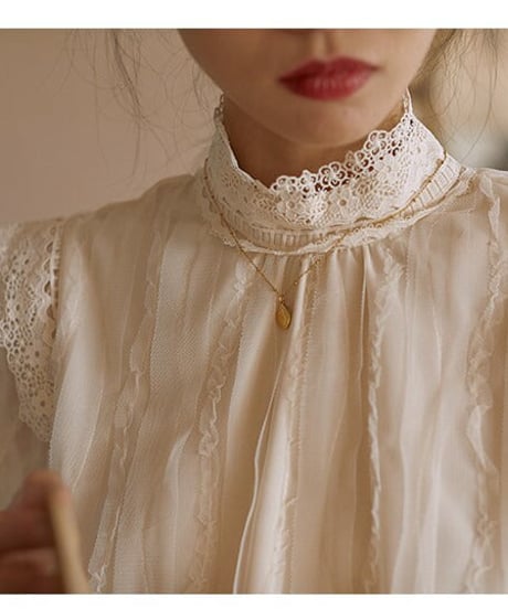 mockneck lace blouse　hm1983