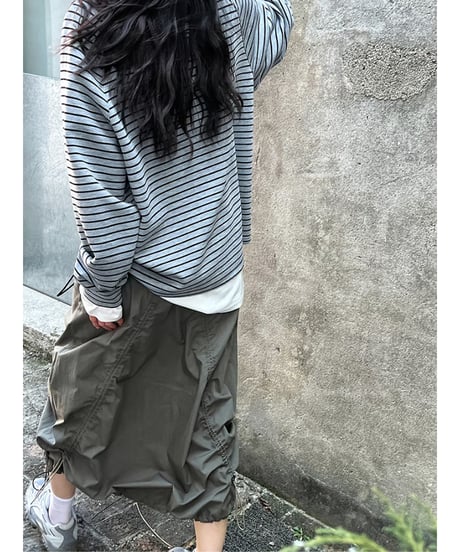 loose strip sweatshirt / 2color　hm2059