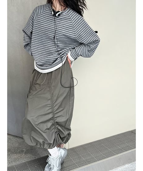 loose strip sweatshirt / 2color　hm2059