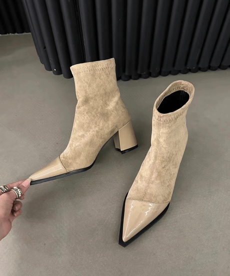 spliced high heel boots / 4color　hm2528