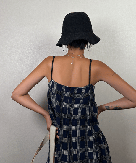 vintage check cami dress / 2color　hm1611