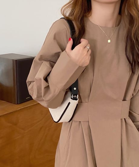 waist tuck side slit dress / 3color　hm1742
