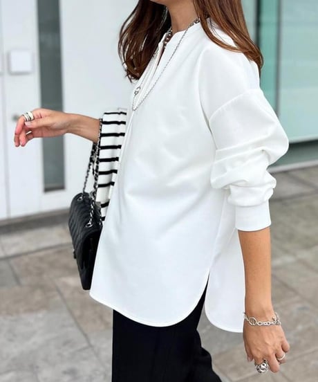 key neck tunic top / 4color　hm2608