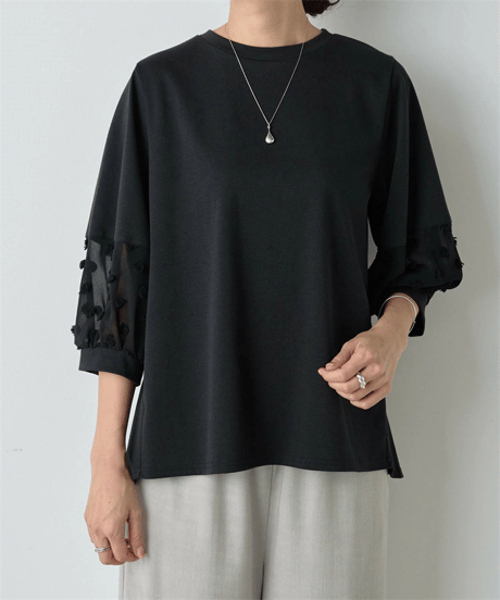 sheer sleeve top / 2color　hm2983