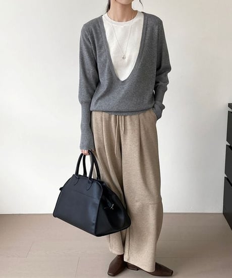 layered design knit top / 3color　hm1868